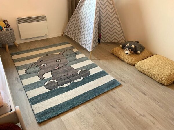Vopi, Dětský koberec Kiddo A1087 blue, 80x150, modrá, dětský pokoj