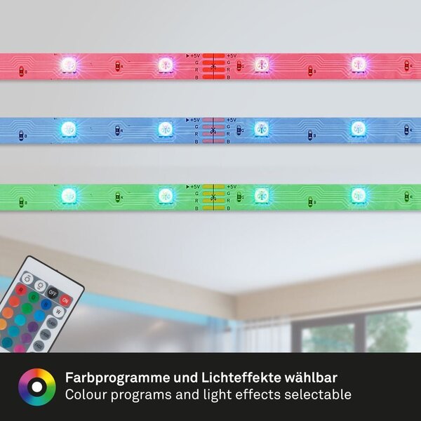 BRILO 2323360 LED Strip 20m, dálkový ovladač, RGB barevné módy, bílé - BRILO
