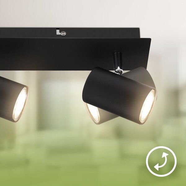 BRILO 2840035 Isil A LED stropní bodové svítidlo, energetická třída A, 3-ramenné, 50.000h životnost, nastavitelné, černé - BRILO