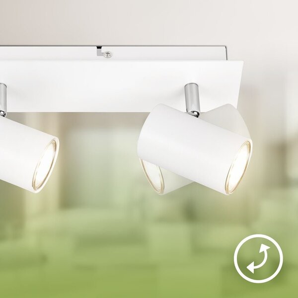 BRILO 2840036 Isil A LED stropní bodové svítidlo, energetická třída A, 3-ramenné, 50.000h životnost, nastavitelné, bílé - BRILO