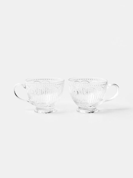 Sinsay - Skleněné šálky s reliéfním vzorem 2 pack - clear