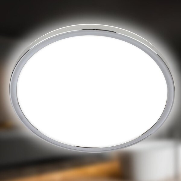 BRI 3872018 Pulap stropní svítidlo pr.29,3 cm - 18W, 2400lm, LED, přímé a nepřímé osvětlení, IP54, neutrální bílá, chrom - BRILONER
