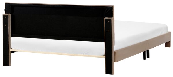 Postel s úložnými zásuvkami Umělý samet LONZAC 180 x 200 cm Taupe