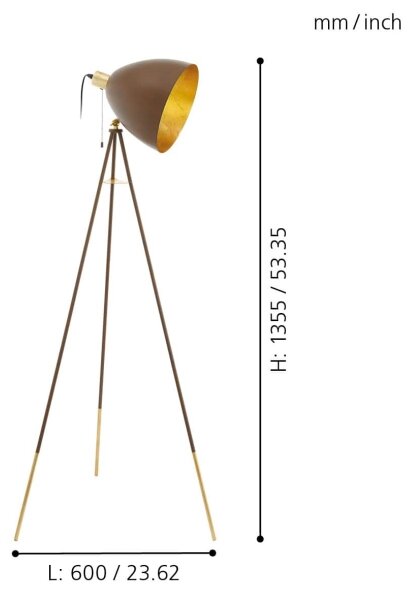 Eglo 49519 - Stojací lampa CHESTER 1 1xE27/60W/230V