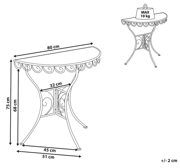 Bistro stolek JUINA 80 cm 36 cm Kov Světle béžová