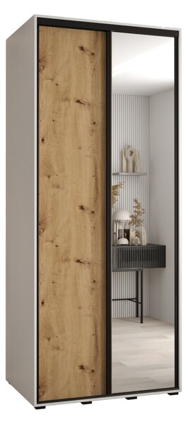 Šatní skříň ASIRI 3 - 120/60 cm, bílá / dub artisan / černá