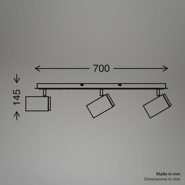 BRI 2359035 Duta stropní bodové svítidlo - GU10 patice, max. 10W, nastavitelné, černá/dřevo, 3-ramenné - BRILONER