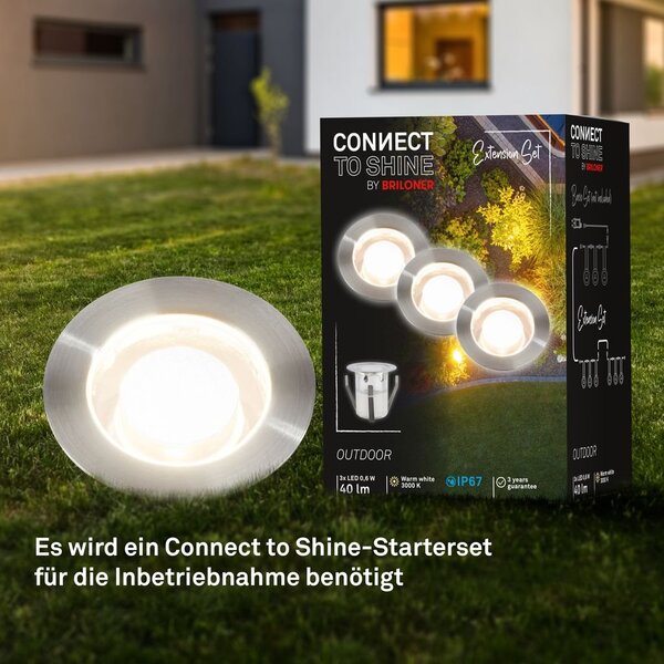 BRI 3913032 CONNECT TO SHINE prodlužovací sada Kebony 3ks LED zapuštěných svítidel do země, IP67 - BRILONER