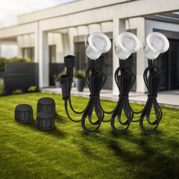 BRI 3913032 CONNECT TO SHINE prodlužovací sada Kebony 3ks LED zapuštěných svítidel do země, IP67 - BRILONER
