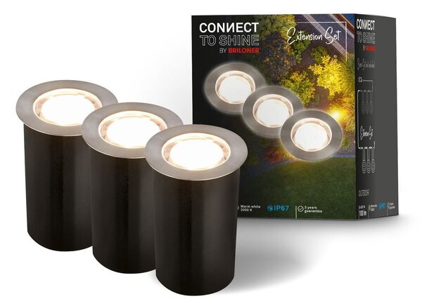 BRI 3917032 CONNECT TO SHINE prodlužovací sada Tilia 3ks LED zapuštěných svítidel do země, IP67 - BRILONER
