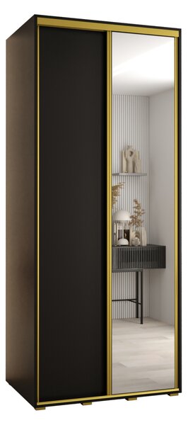 Šatní skříň ASIRI 3 - 110/60 cm, černá / zlatá