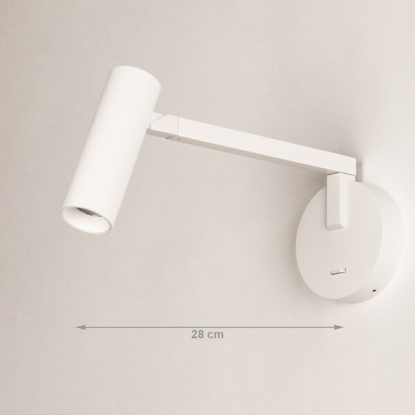 Nástěnné designové svítidlo s ramenem a vypínačem Conno White (LMD)