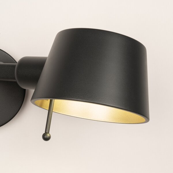 Nástěnné designové svítidlo s vypínačem Niki Black Mono (LMD)
