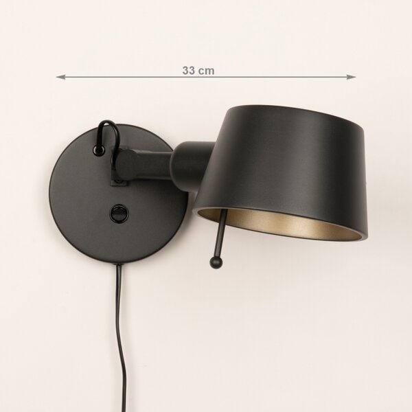 Nástěnné designové svítidlo s vypínačem Niki Black Mono (LMD)