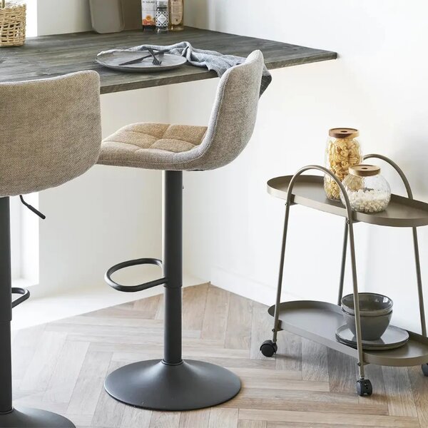 Nordic Living Šedá čalouněná barová židle Maddie 61–82 cm