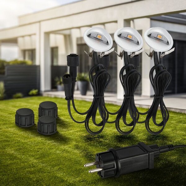 BRI 3922034 CONNECT TO SHINE startovací sada Teak 3ks LED zapuštěných svítidel do země, IP65 - BRILONER