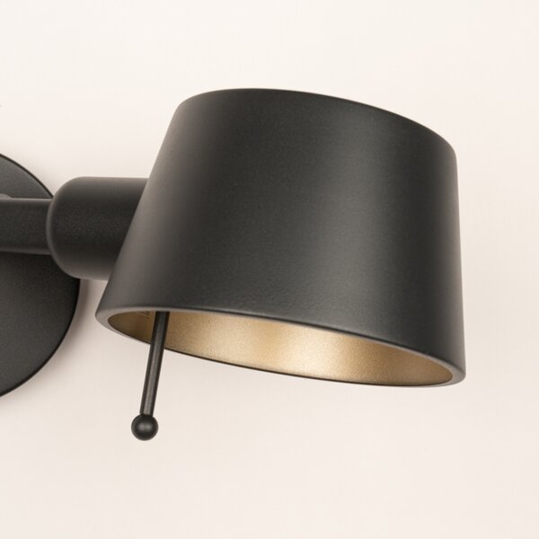 Nástěnné designové svítidlo s vypínačem Niki Black Mono (LMD)