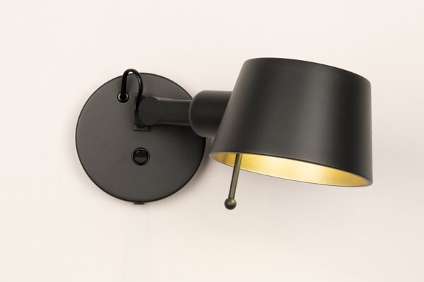 Nástěnné designové svítidlo s vypínačem Niki Black Mono (LMD)