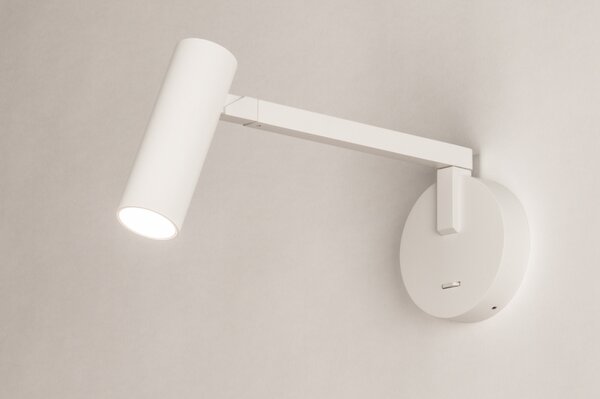 Nástěnné designové svítidlo s ramenem a vypínačem Conno White (LMD)