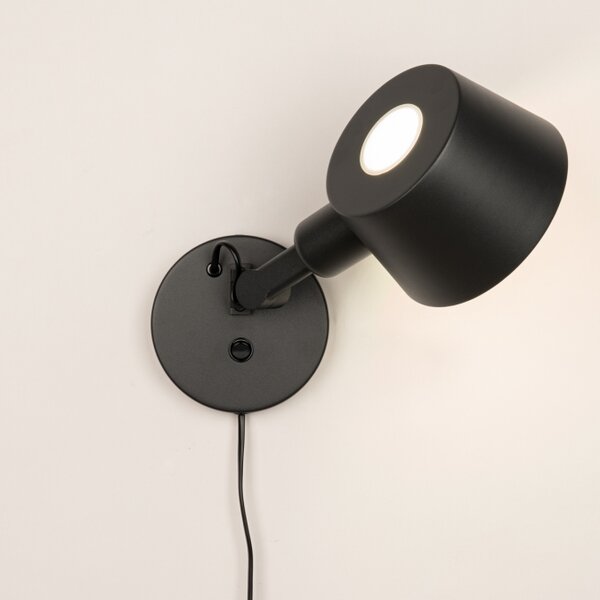 Nástěnné designové svítidlo s vypínačem Niki Black Mono (LMD)