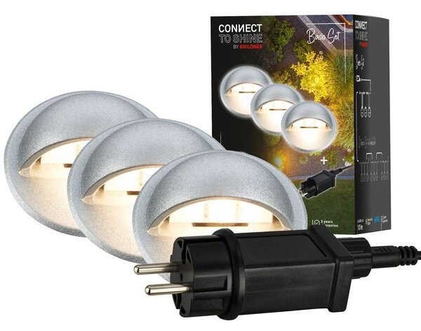 BRI 3922034 CONNECT TO SHINE startovací sada Teak 3ks LED zapuštěných svítidel do země, IP65 - BRILONER