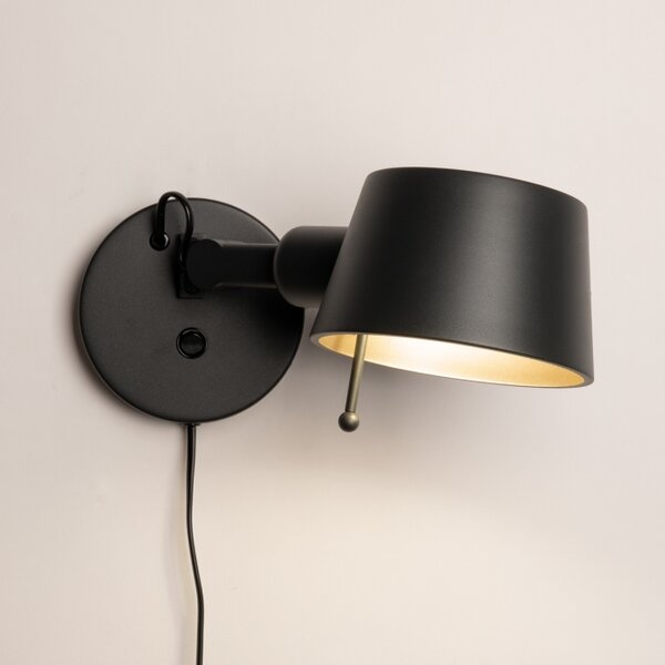 Nástěnné designové svítidlo s vypínačem Niki Black Mono (LMD)