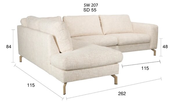 Housecraft Living Béžová rohová pohovka Glen 262 cm, levá