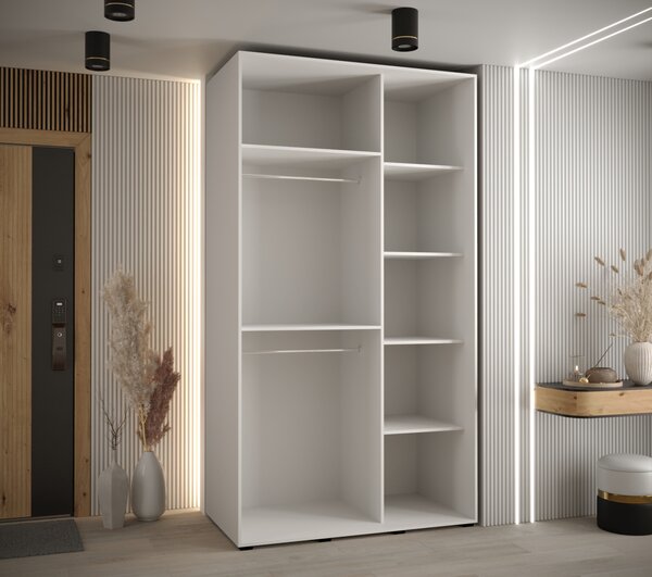 Šatní skříň ASIRI 3 - 140/60 cm, bílá / stříbrná