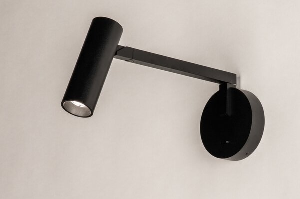 Nástěnné designové svítidlo s ramenem a vypínačem Conno Black (LMD)
