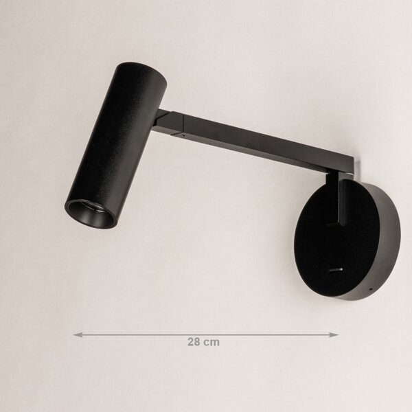 Nástěnné designové svítidlo s ramenem a vypínačem Conno Black (LMD)