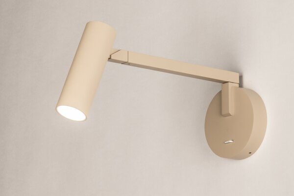 Nástěnné designové svítidlo s ramenem a vypínačem Conno Taupe (LMD)