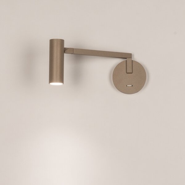 Nástěnné designové svítidlo s ramenem a vypínačem Conno Dark Taupe (LMD)
