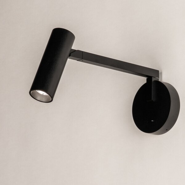 Nástěnné designové svítidlo s ramenem a vypínačem Conno Black (LMD)