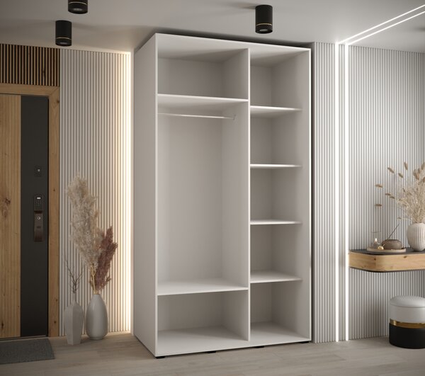 Šatní skříň ASIRI 3 - 140/60 cm, bílá / stříbrná