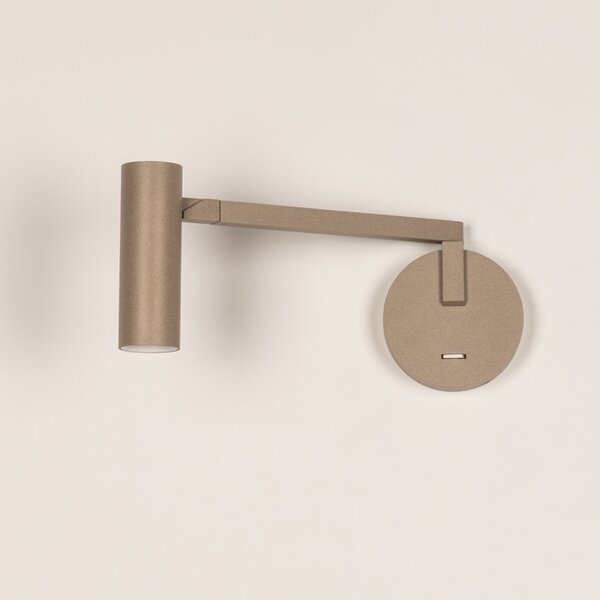 Nástěnné designové svítidlo s ramenem a vypínačem Conno Dark Taupe (LMD)