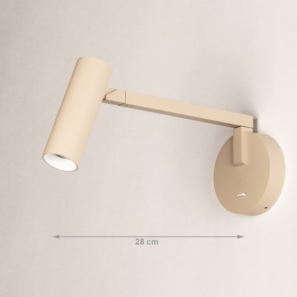 Nástěnné designové svítidlo s ramenem a vypínačem Conno Taupe (LMD)