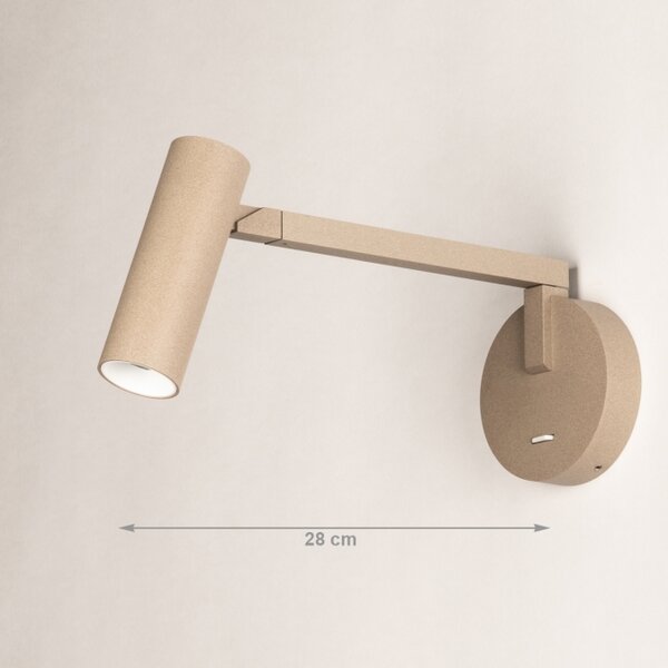 Nástěnné designové svítidlo s ramenem a vypínačem Conno Dark Taupe (LMD)