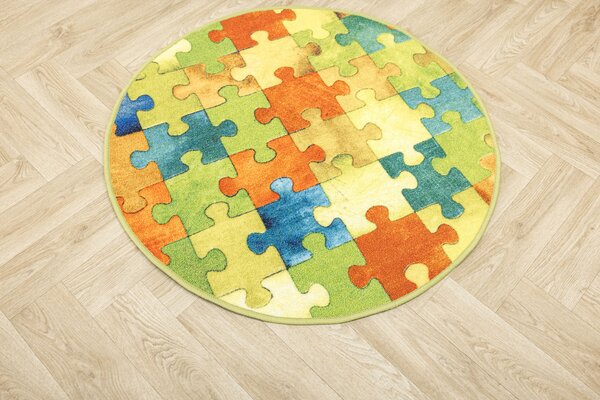 Kobercový ráj Kulatý dětský koberec Puzzle multicolor vícebarevný Rozměr: průměr 80 cm