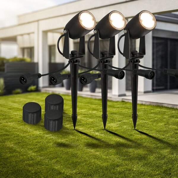 BRI 3928035 CONNECT TO SHINE prodlužovací sada Iris sada 3ks LED zahradních bodových svítidel, IP65 - BRILONER
