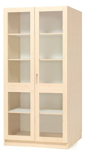 AJ Produkty Prosklená skříň THEO, dvoukřídlé dveře, 2100x1000x600 mm, bříza