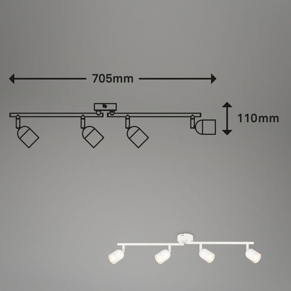 BRILO 2145046 Bodové svítidlo Spot, 70,5 cm, 4x GU10, max. 9W, bílé - BRILO