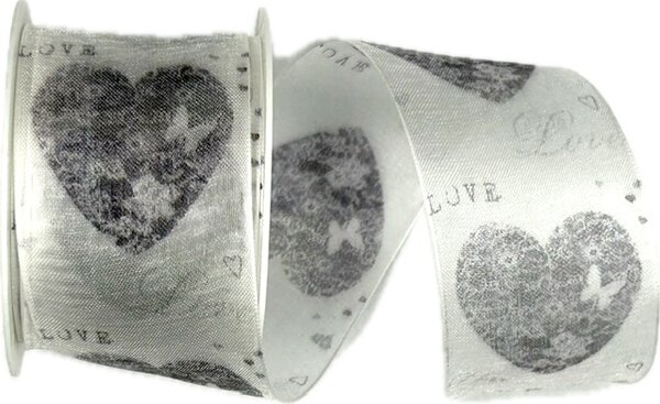 Organzová stuha Organdy Love Granite – granitová 40mm x 2m