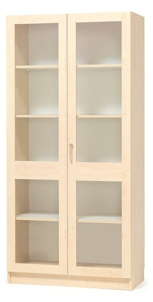 AJ Produkty Prosklená skříň THEO, dvoukřídlé dveře, 2100x1000x320 mm, bříza