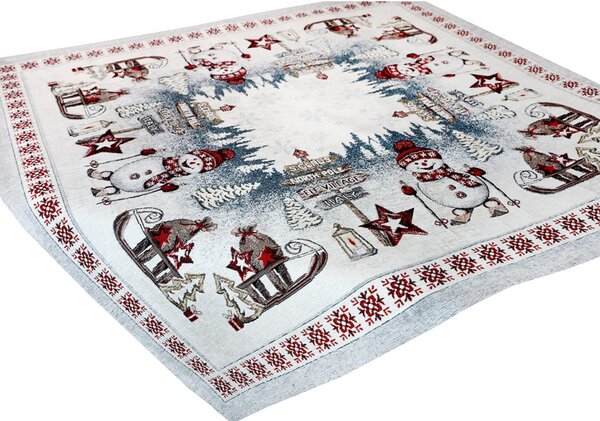 Vánoční žinylkový ubrus Severní pól na bílem 90x90 cm Chenille IT037A Barva Vícebarevná Rozměry 90x90 cm