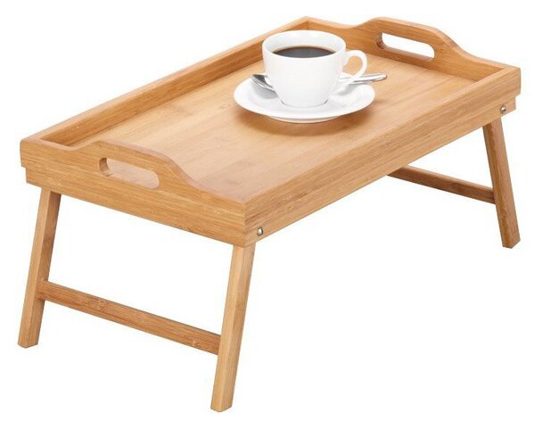 Snídaňový stolek, bambusový podnos s nohama, 50x30 cm, ZELLER