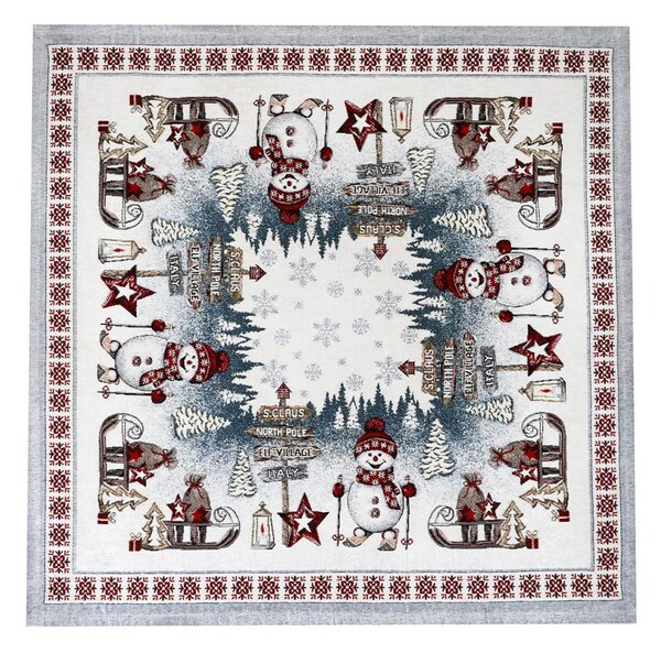 Vánoční žinylkový ubrus Severní pól na bílem 90x90 cm Chenille IT037A Barva Vícebarevná Rozměry 90x90 cm