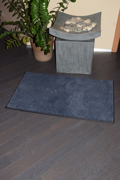 Tapibel, Kusový koberec Supersoft s bordurou 710 tm. modrý, 60x100, modrá, chodba / předsíň