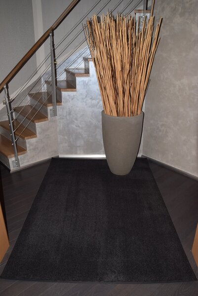 Tapibel, Kusový koberec Supersoft s bordurou 800 černý, 60x100, černá, chodba / předsíň