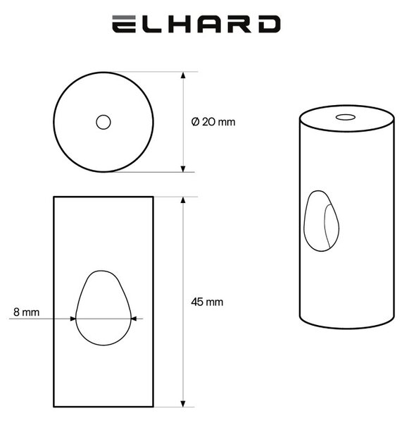 Elhard Držák na kabel nástěnný Retro Keramik, 20x45mm, černý KP1002B