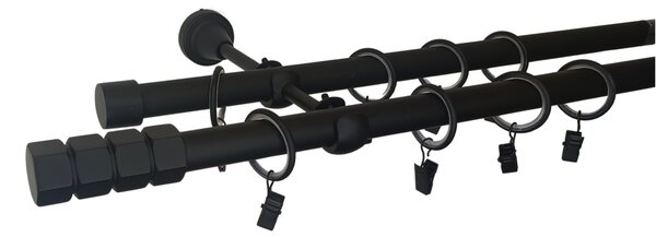 Kovovégarnýže.cz Garnýž Craft elegance 19 mm černá matná Varianta jednořadá nebo dvouřadá: Jednořadá, Délka: 120 cm, Uchycení látky: Kroužky s žabkou